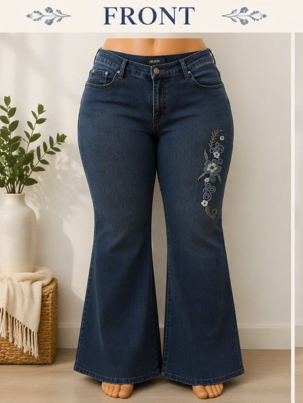 Flattering Bootcut Jeans with Floral Detail – Everyday Style with a Twist!